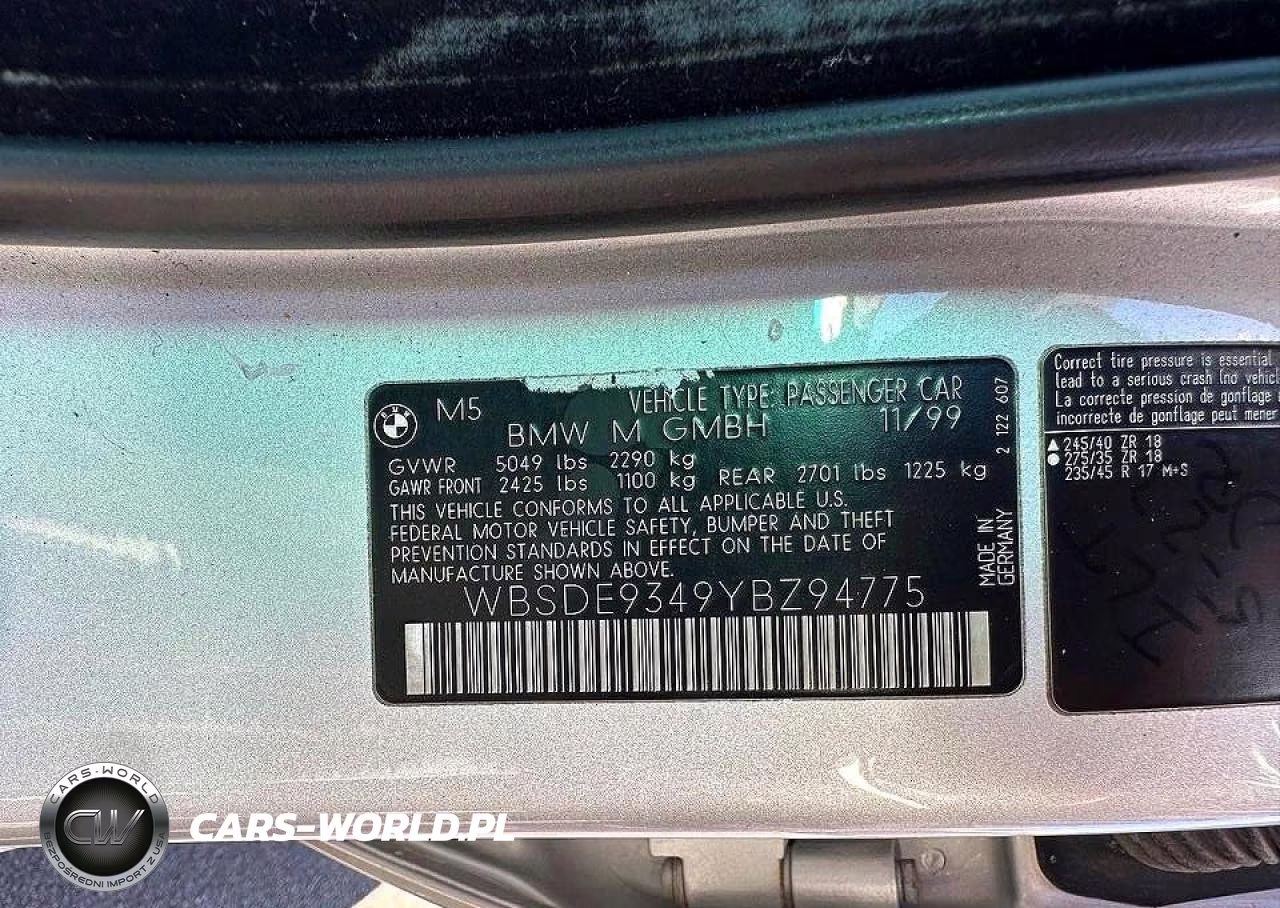 2000 BMW M5 VIN:WBSDE9349YBZ94775 - 10