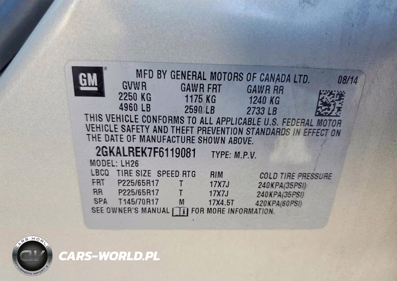 2015 GMC Terrain Sle VIN:2GKALREK7F6119081 - 12