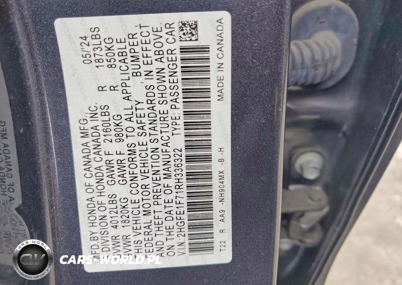 2024 Honda Civic Ex VIN:2HGFE1F71RH336322 - 12