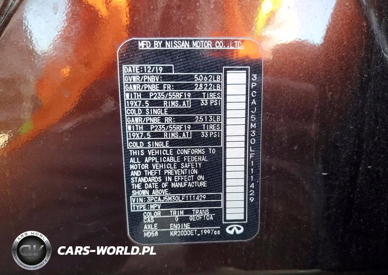 2020 Infiniti Qx50 Luxe VIN:3PCAJ5M30LF111429 - 12