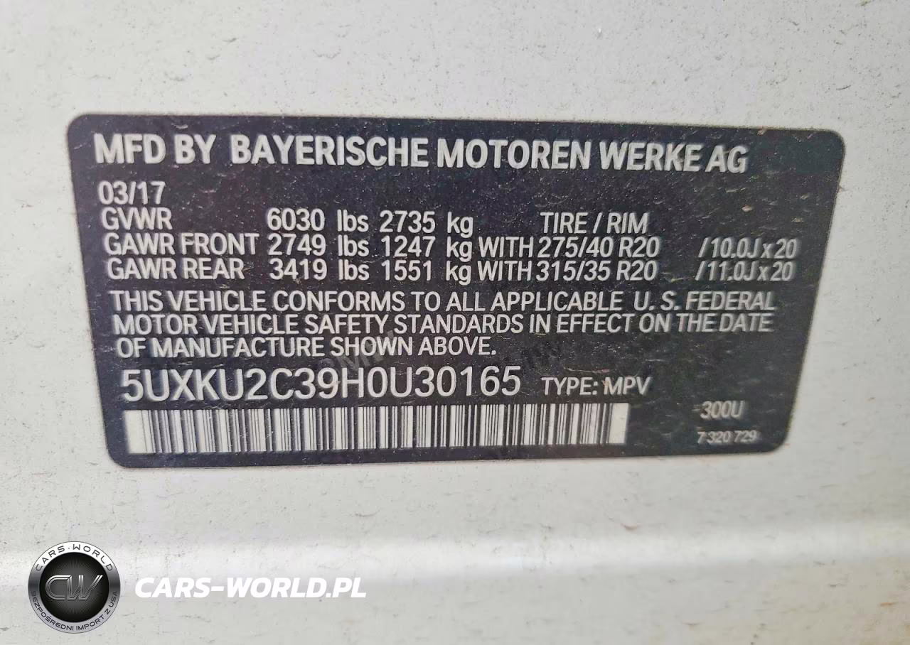 2017 BMW X6 xDrive35I VIN:5UXKU2C39H0U30165 - 13