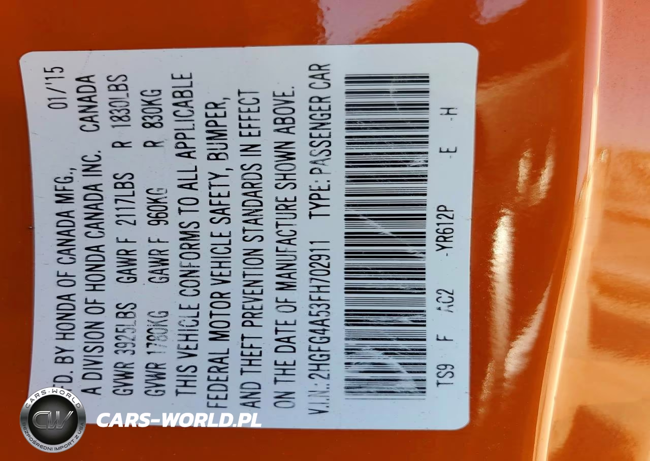 2015 Honda Civic Si VIN:2HGFG4A53FH702911 - 12