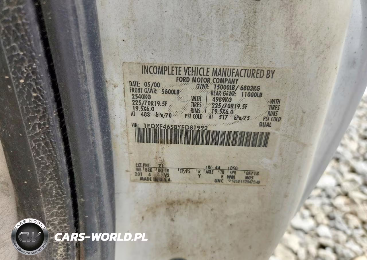 2000 Ford F450 Super Duty VIN:1FDXF46S8YED81992 - 10