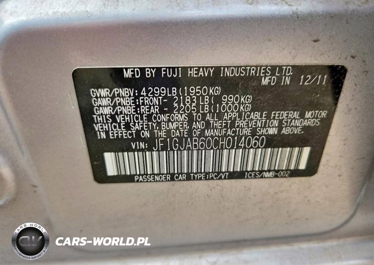 2012 Subaru Impreza Premium VIN:JF1GJAB60CH014060 - 12