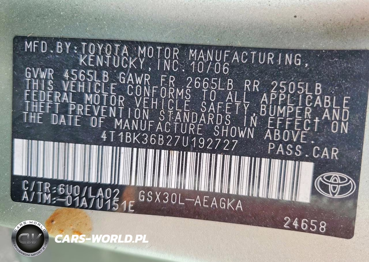 2007 Toyota Avalon Xls VIN:4T1BK36B27U192727 - 13
