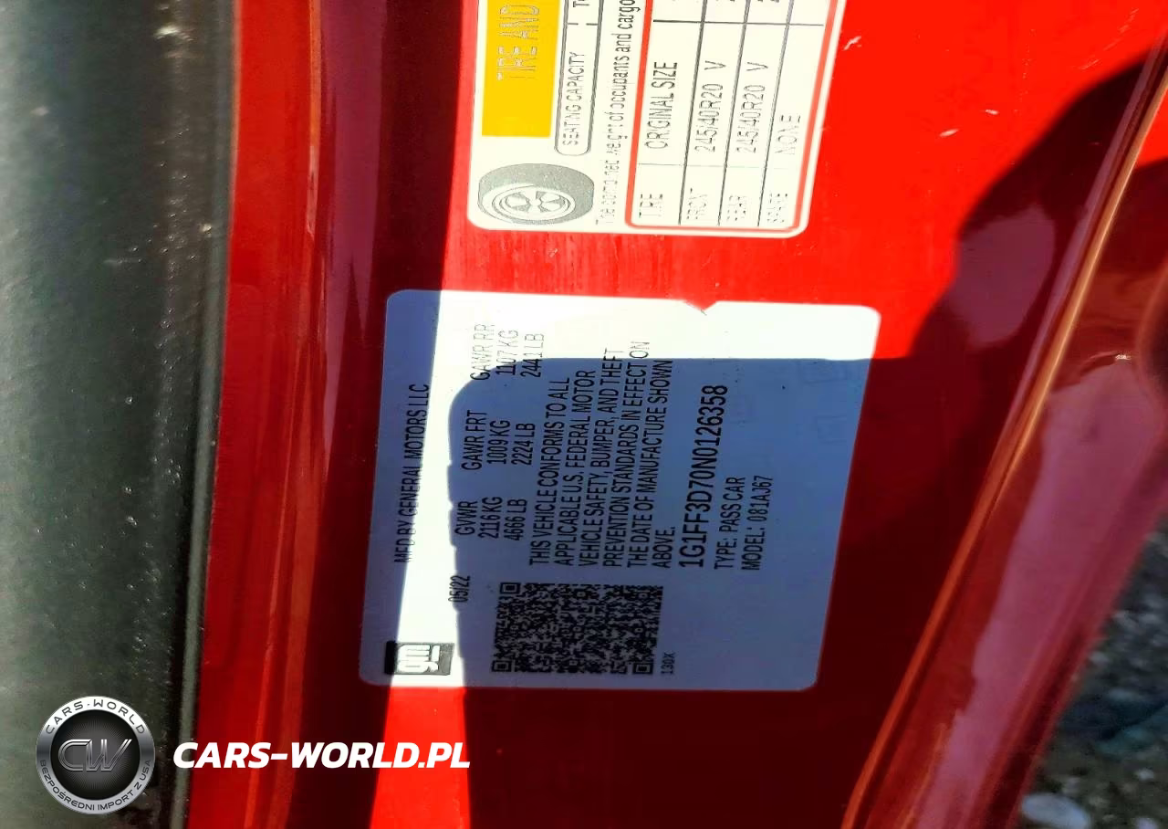 2022 Chevrolet Camaro Lt1 VIN:1G1FF3D70N0126358 - 12