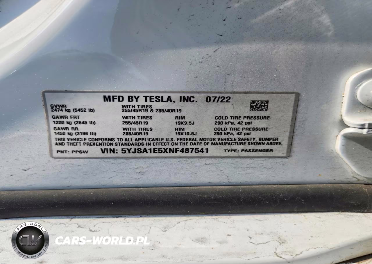 2022 Tesla Model S VIN:5YJSA1E5XNF487541 - 13
