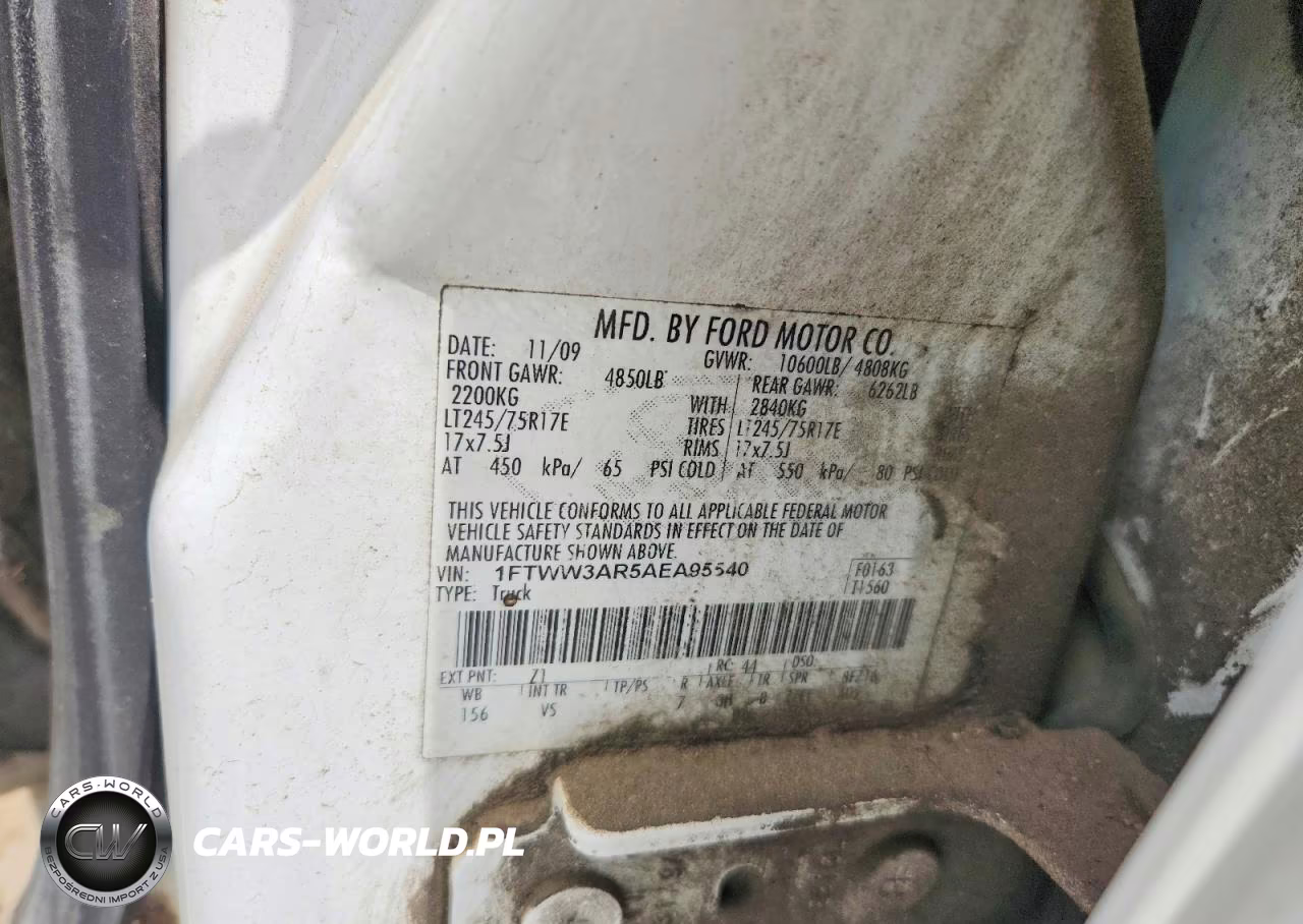 2010 Ford F350 Super Duty VIN:1FTWW3AR5AEA95540 - 10