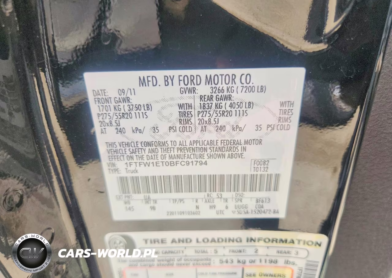 2011 Ford F150 Supercrew VIN:1FTFW1ET0BFC91794 - 12