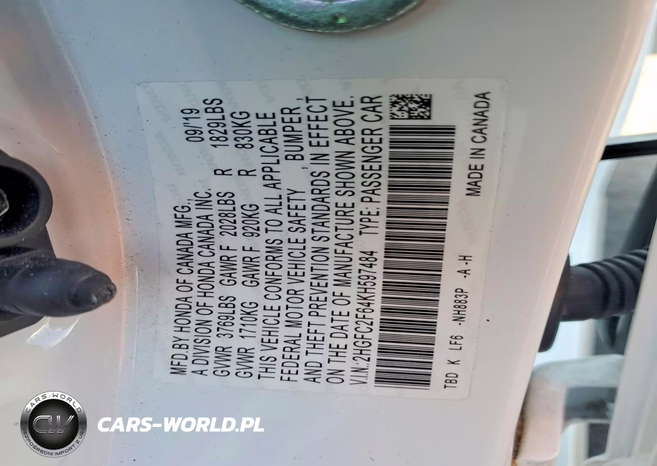 2019 Honda Civic Lx VIN:2HGFC2F64KH597484 - 13