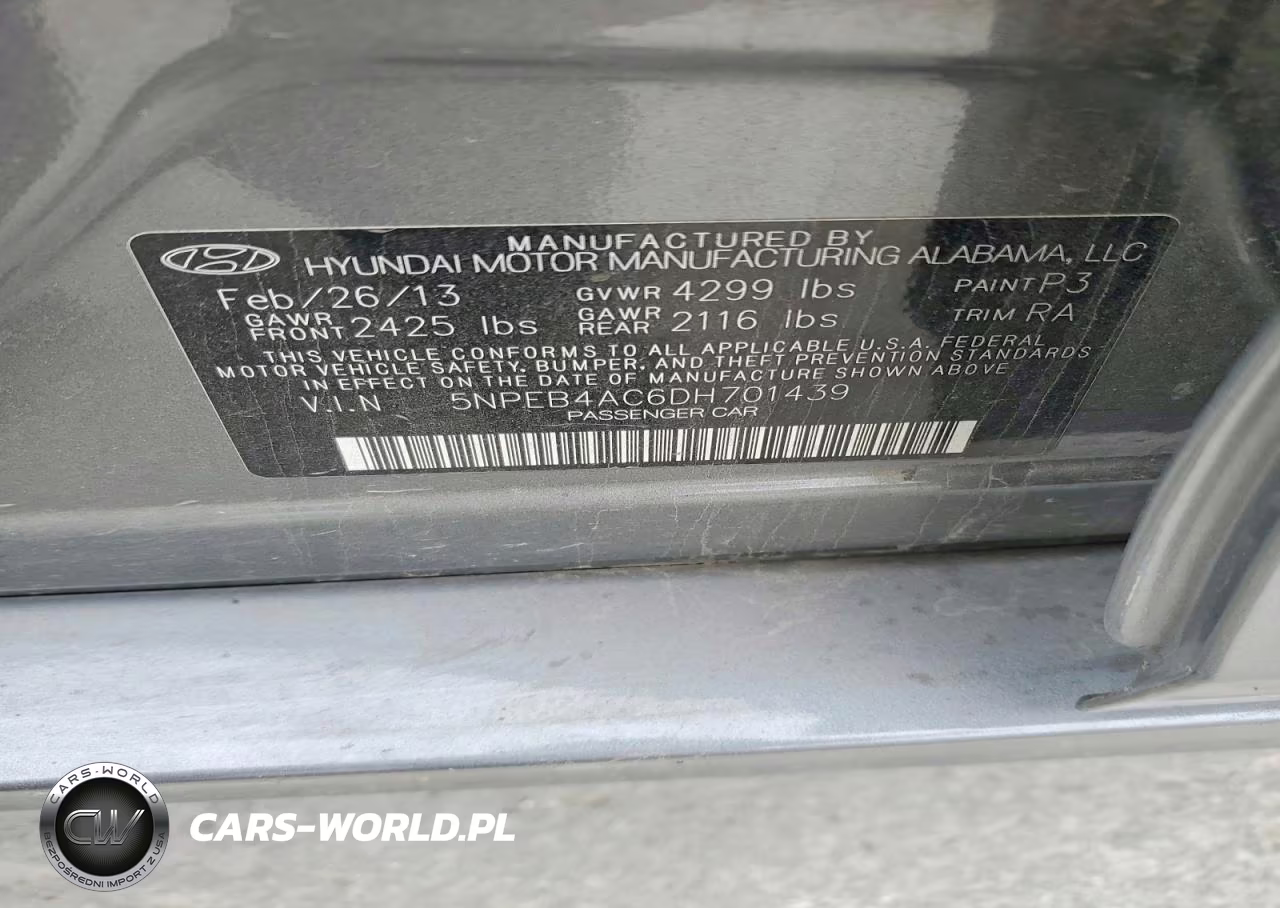 2013 Hyundai Sonata Gls VIN:5NPEB4AC6DH701439 - 12