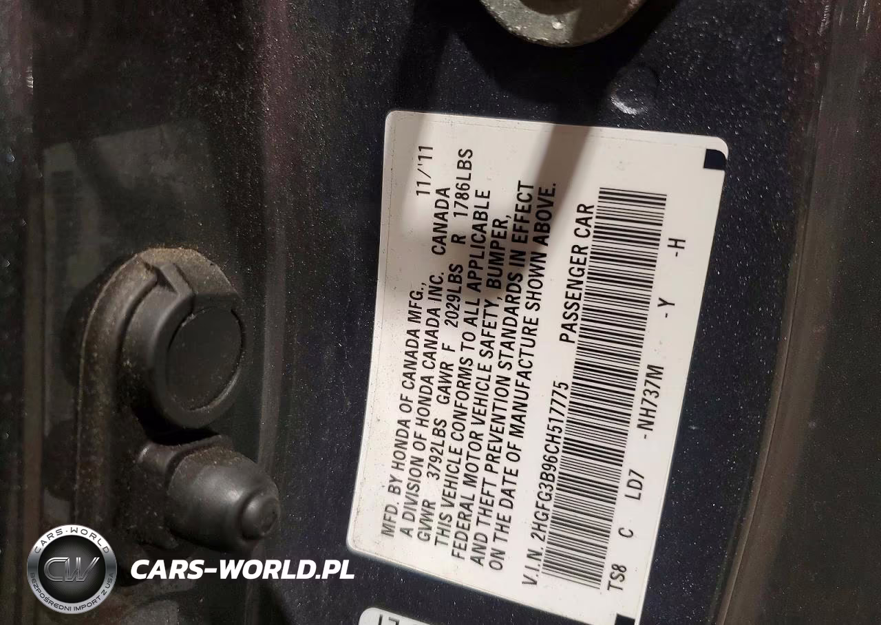 2012 Honda Civic Exl VIN:2HGFG3B96CH517775 - 13