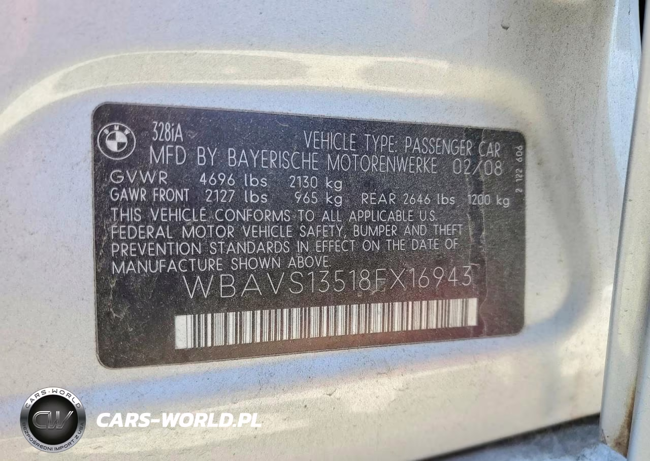 2008 BMW 328 It VIN:WBAVS13518FX16943 - 12