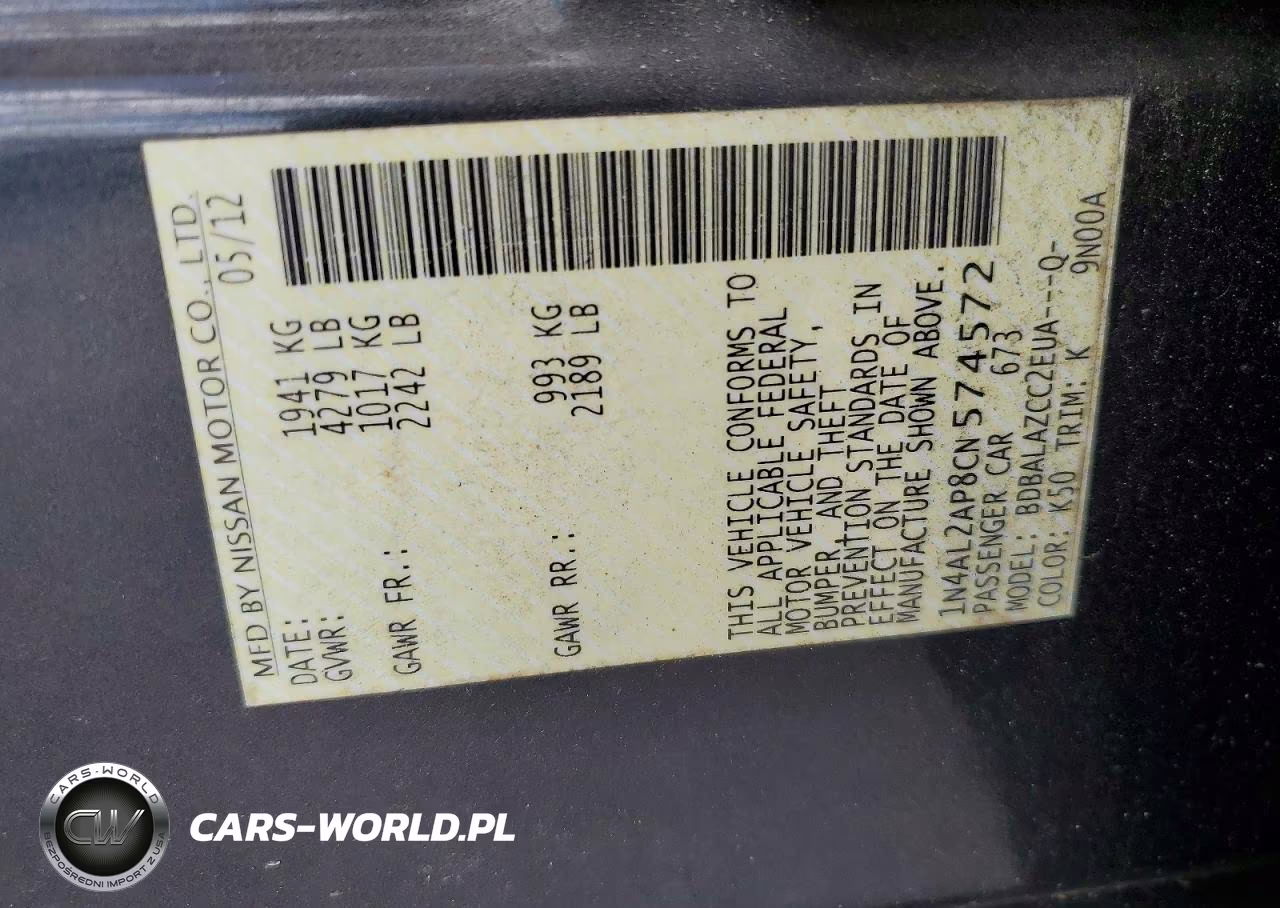 2012 Nissan Altima 2.5 VIN:1N4AL2AP8CN574572 - 12