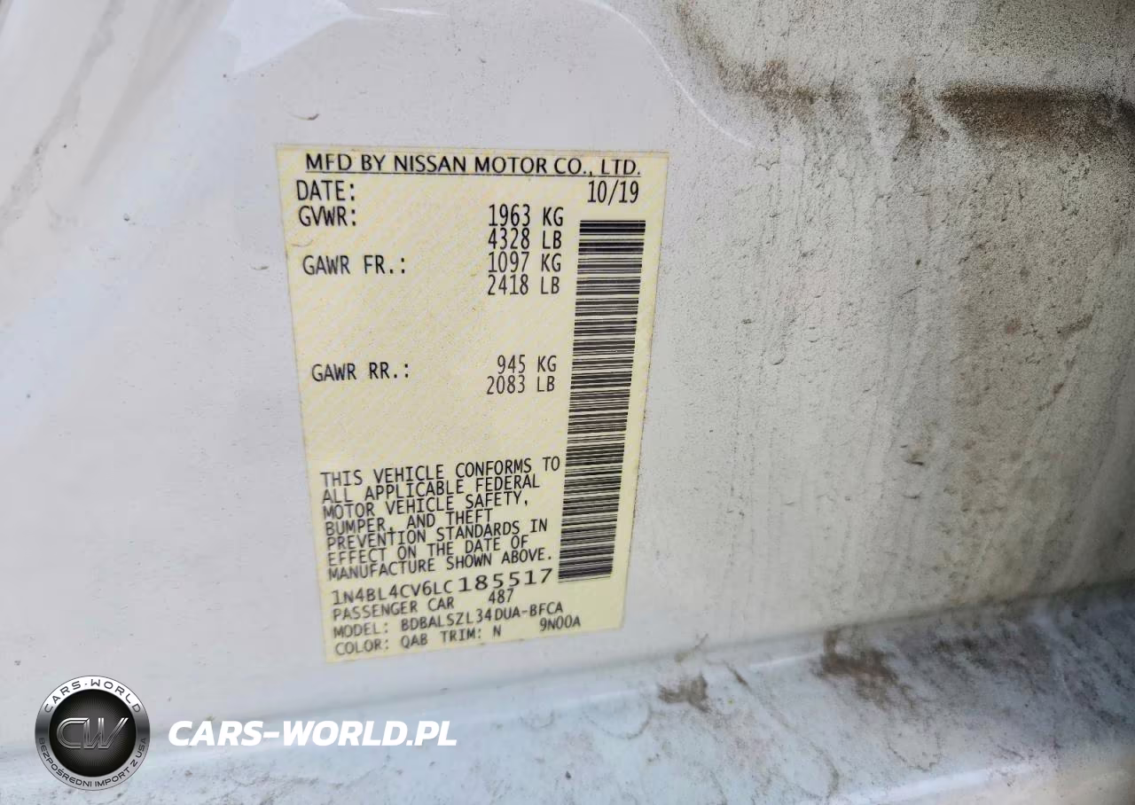 2020 Nissan Altima Sr VIN:1N4BL4CV6LC185517 - 12