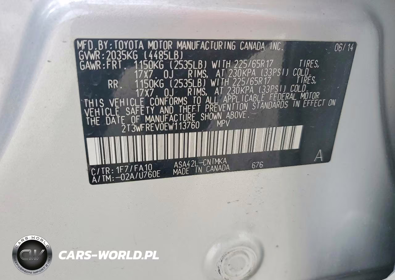 2014 Toyota Rav4 Xle VIN:2T3WFREV0EW113760 - 13