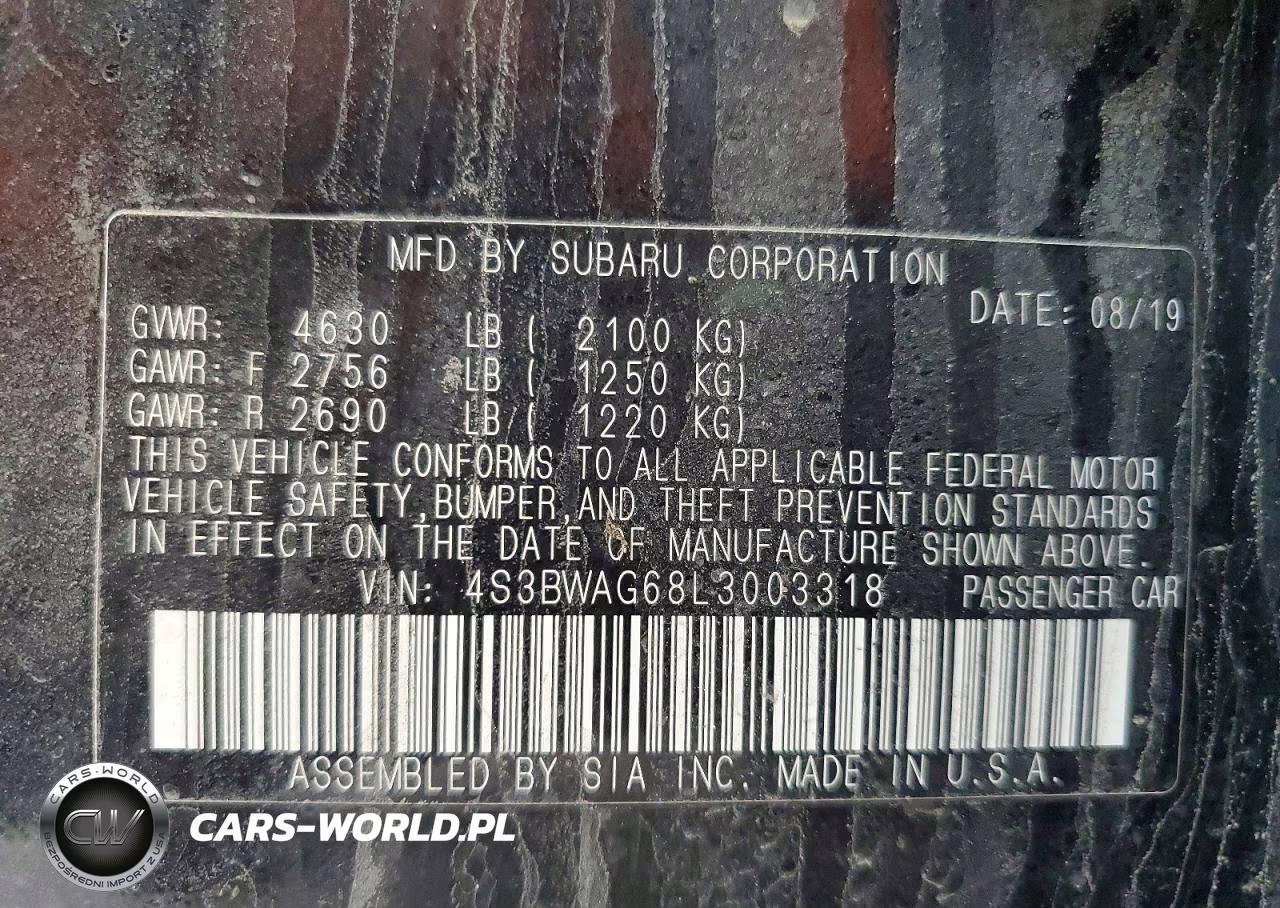 2020 Subaru Legacy Sport VIN:4S3BWAG68L3003318 - 12