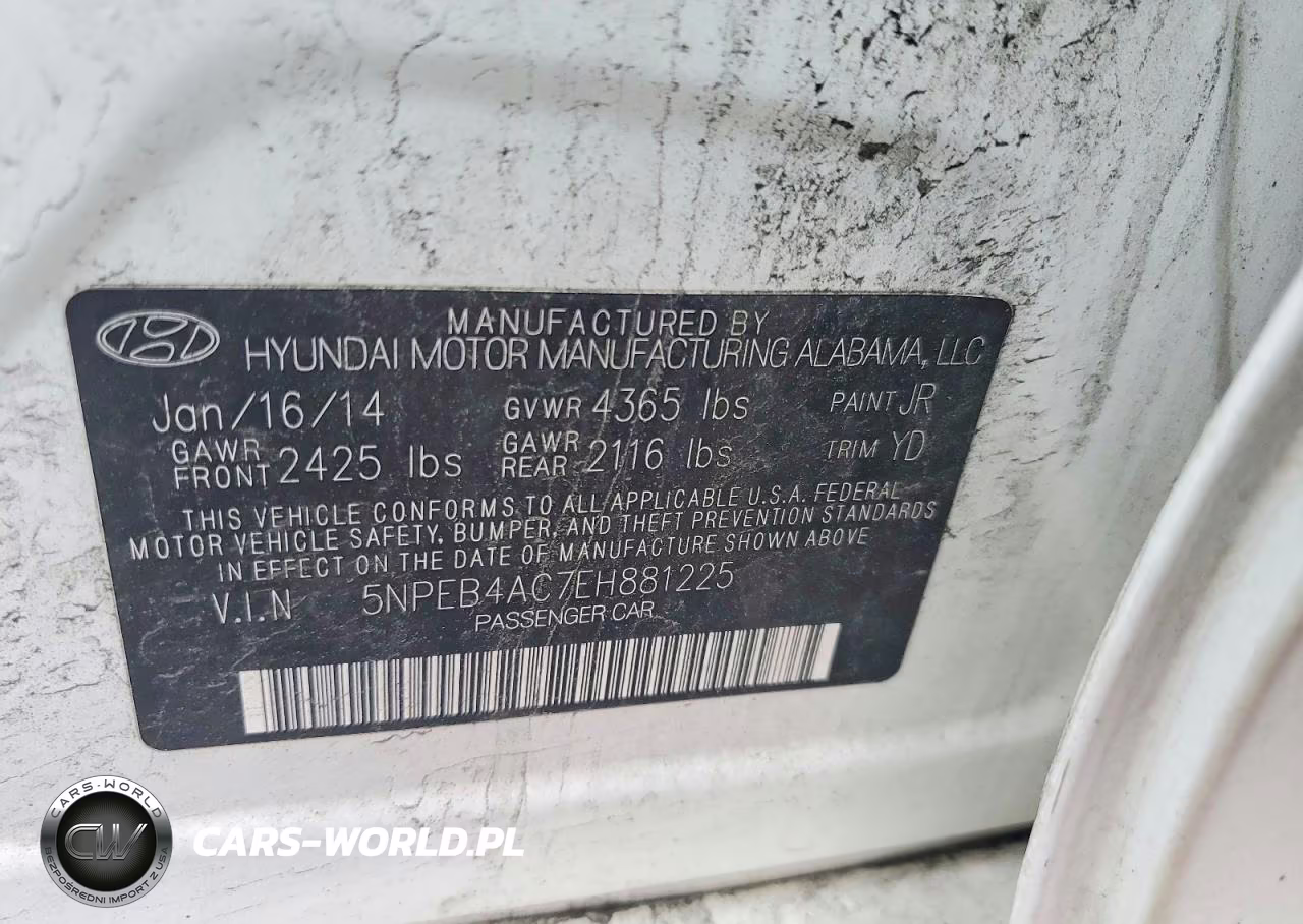 2014 Hyundai Sonata Gls VIN:5NPEB4AC7EH881225 - 12