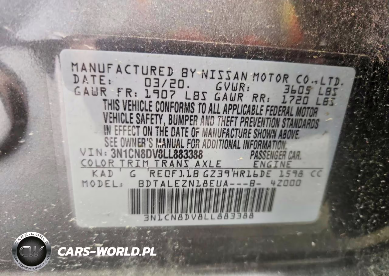2020 Nissan Versa S VIN:3N1CN8DV8LL883388 - 12