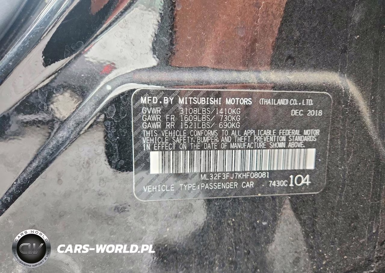 2019 Mitsubishi Mirage G4 Es VIN:ML32F3FJ7KHF08081 - 12