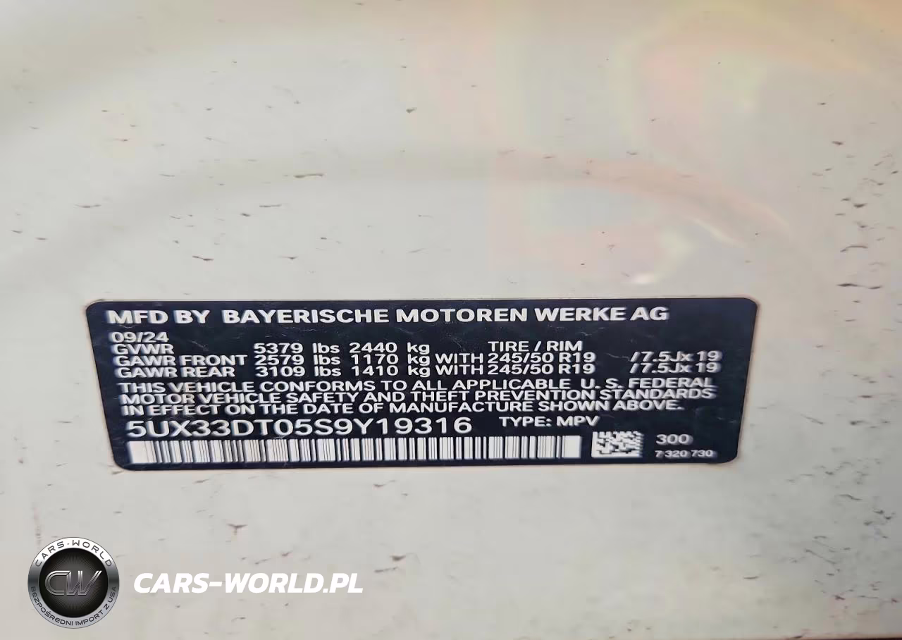 2025 BMW X4 xDrive30I VIN:5UX33DT05S9Y19316 - 14