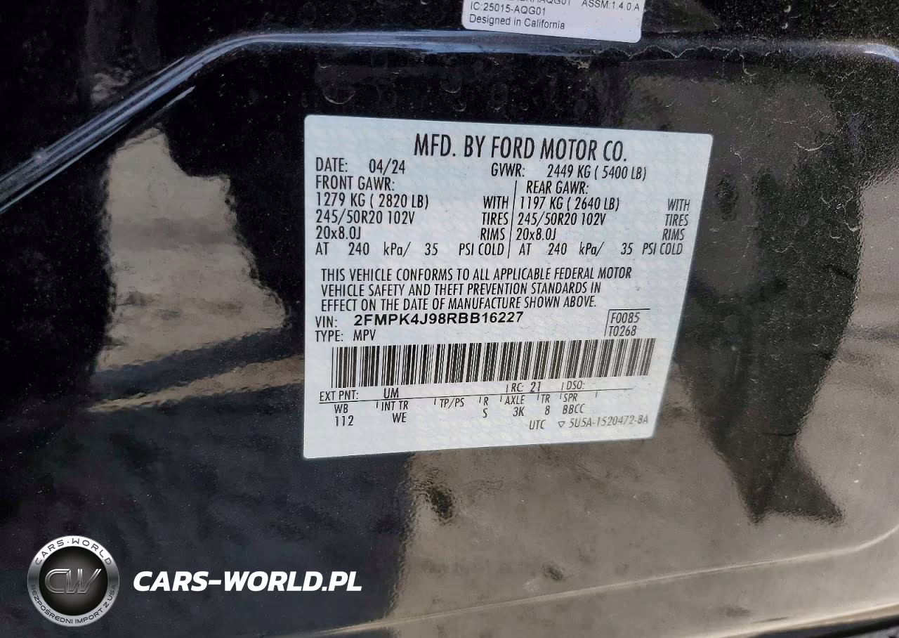 2024 Ford Edge Sel VIN:2FMPK4J98RBB16227 - 13