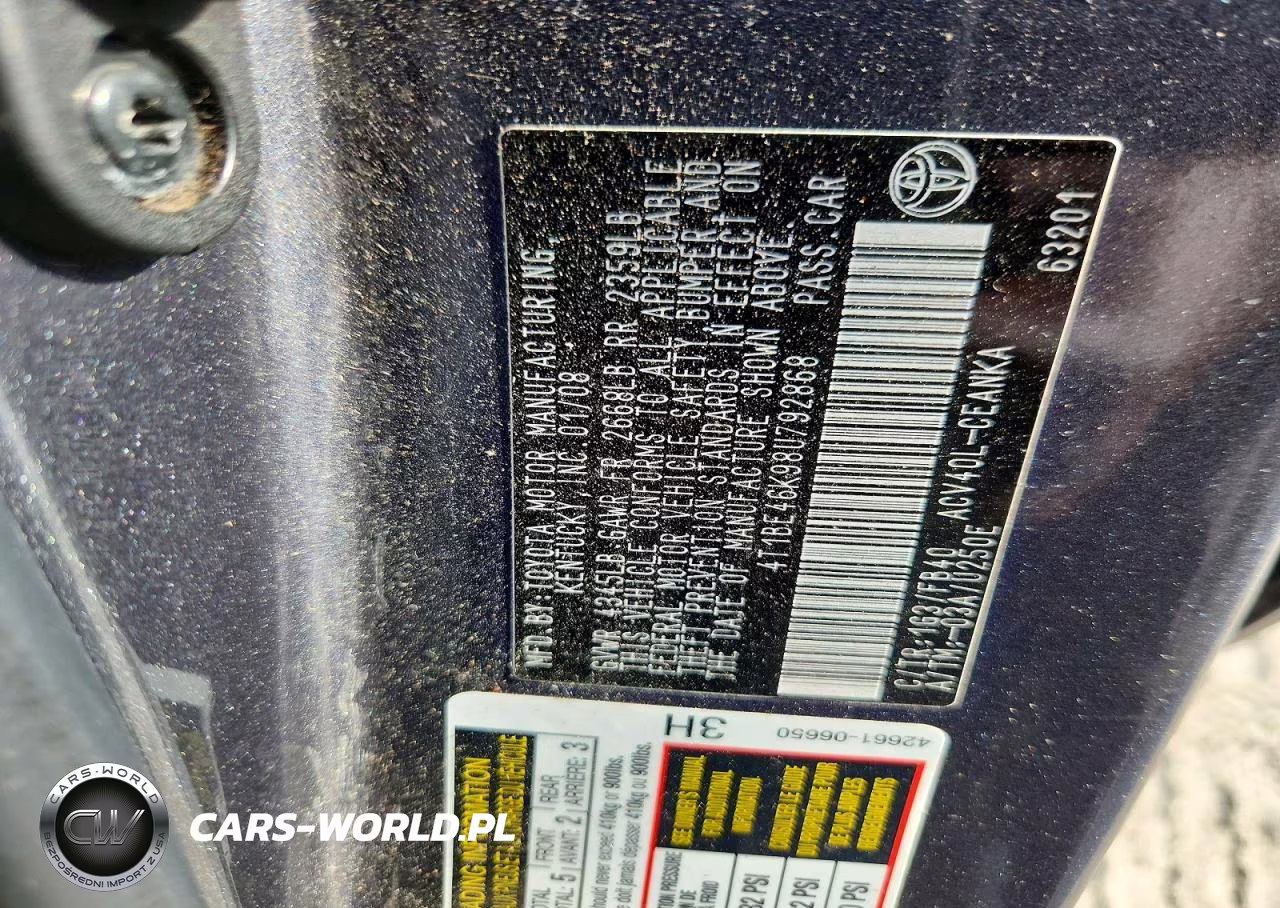 2008 Toyota Camry VIN:4T1BE46K98U792868 - 12