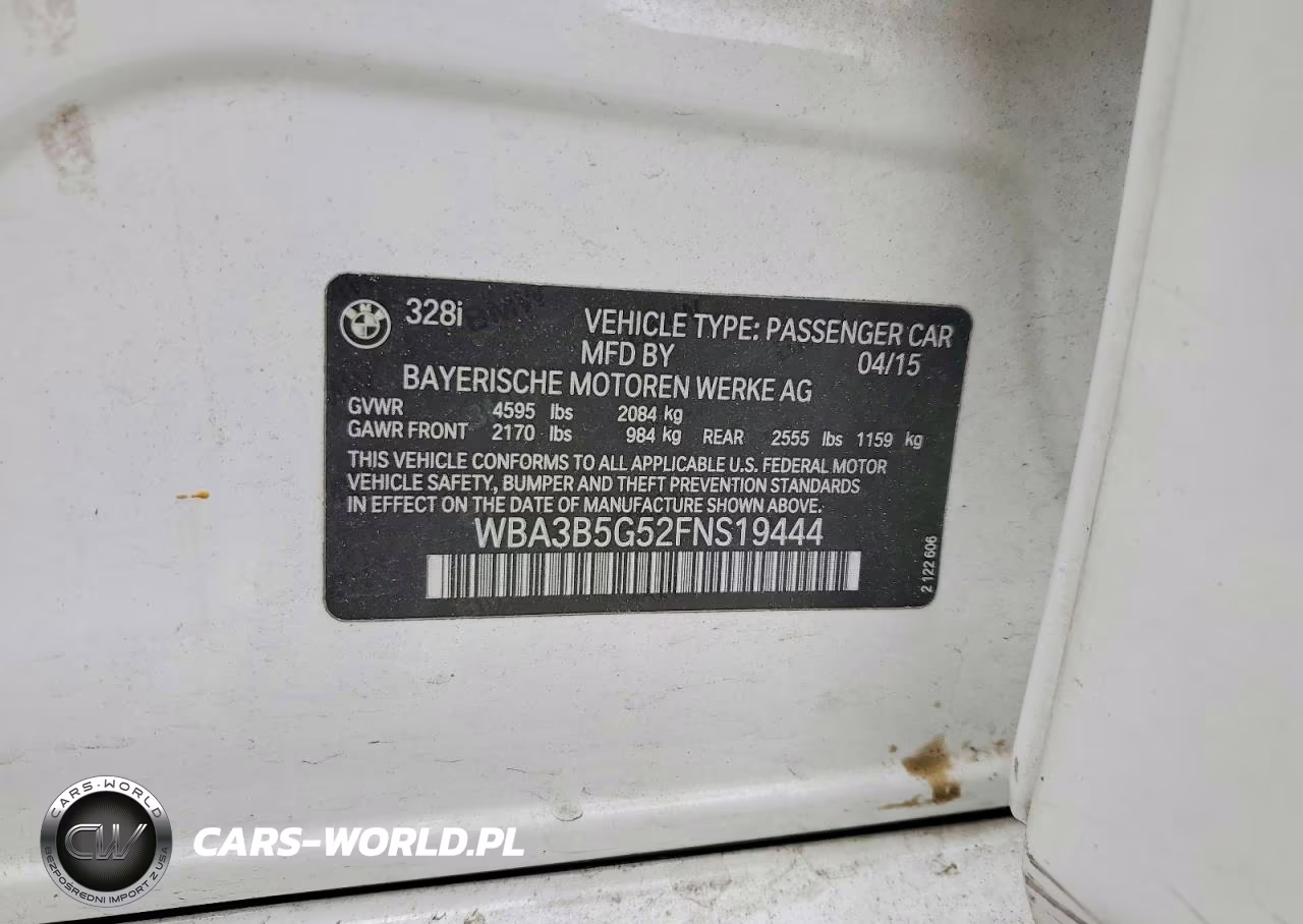 2015 BMW 328 Xi Sulev VIN:WBA3B5G52FNS19444 - 13