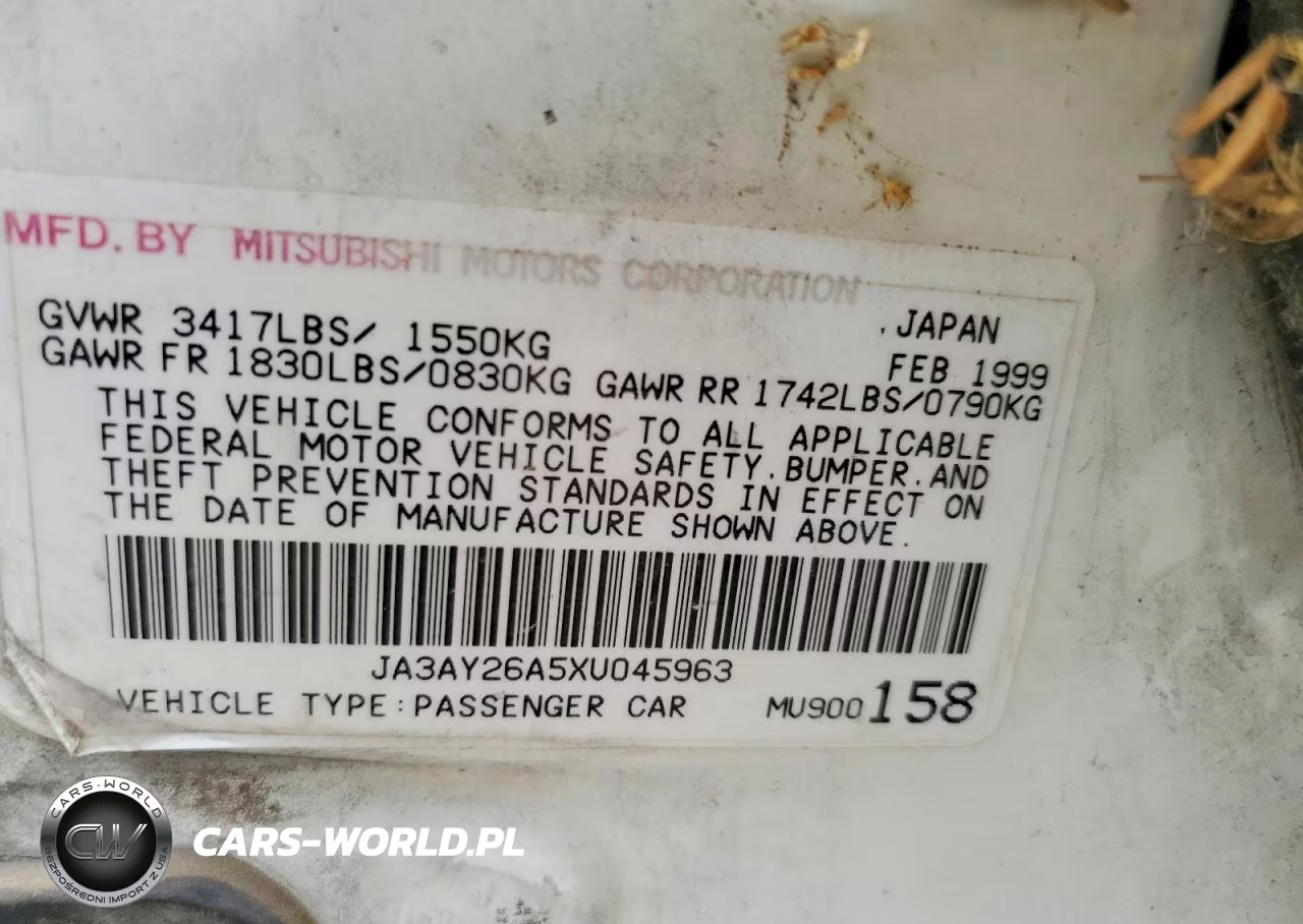 1999 Mitsubishi Mirage De VIN:JA3AY26A5XU045963 - 12