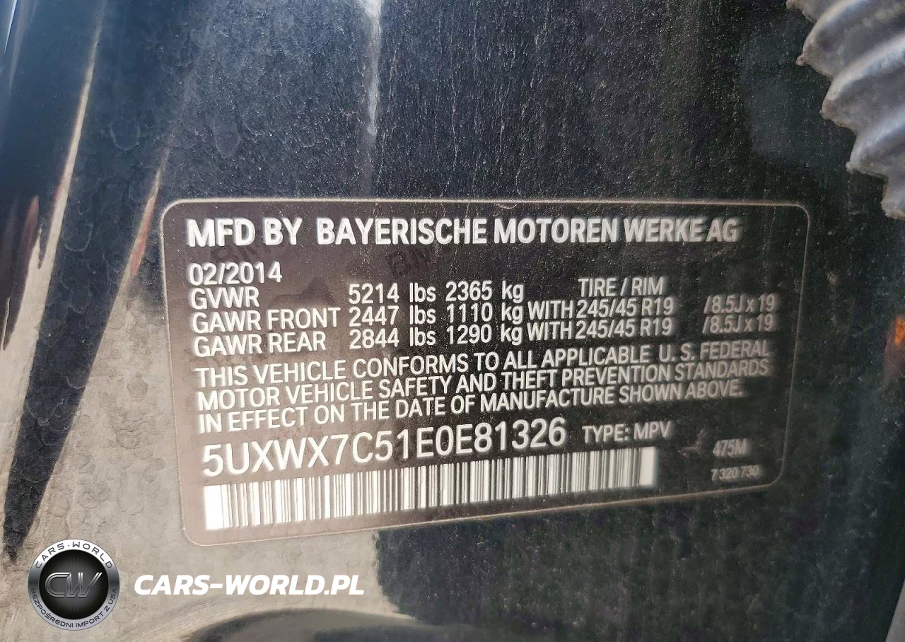 2014 BMW X3 xDrive35I VIN:5UXWX7C51E0E81326 - 13