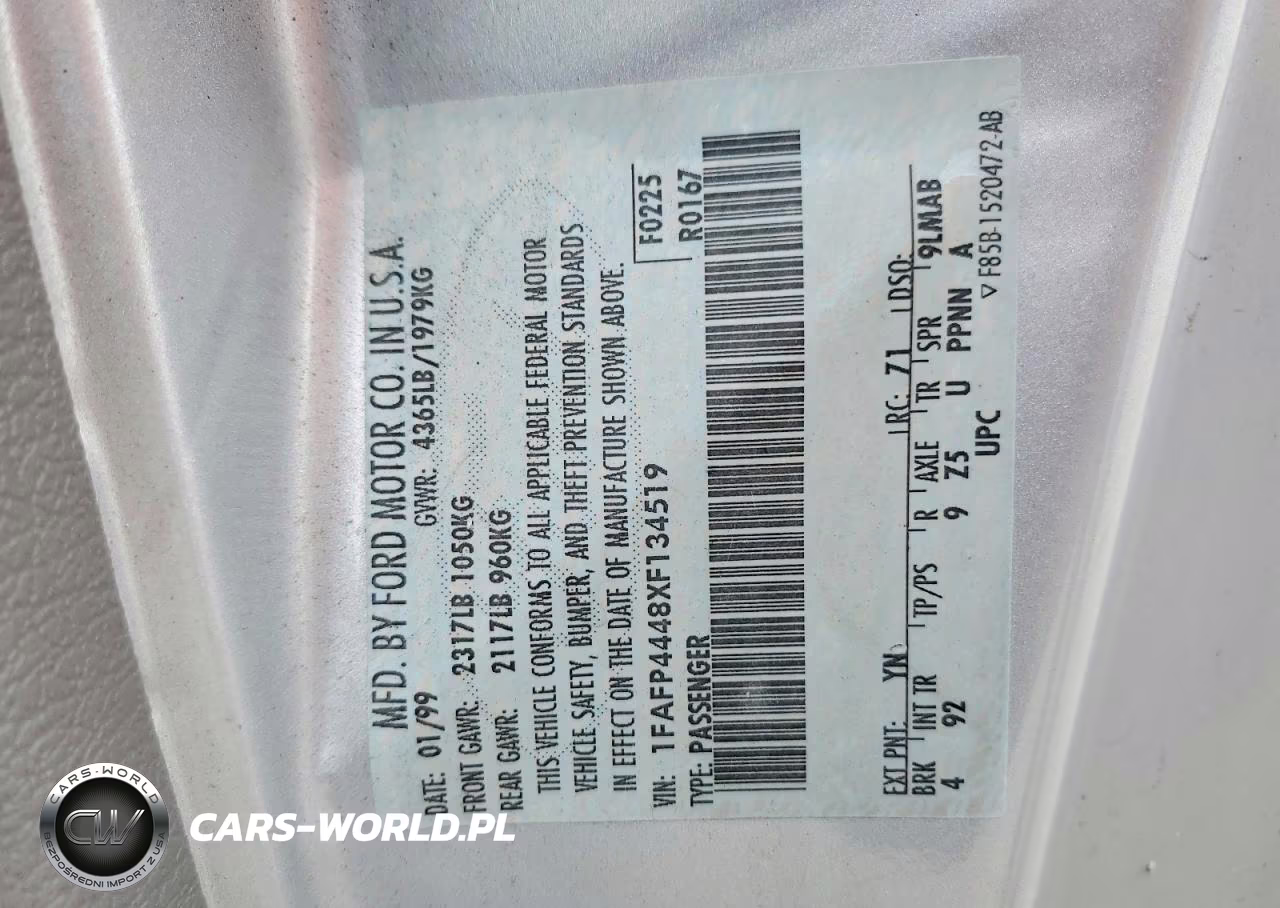 1999 Ford Mustang VIN:1FAFP4448XF134519 - 12