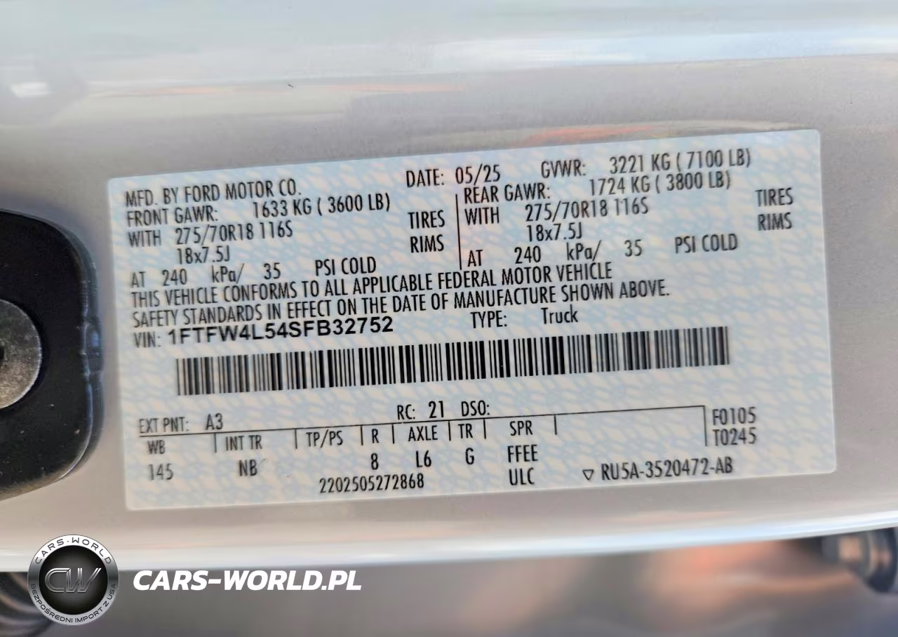 2025 Ford F150 Tremor VIN:1FTFW4L54SFB32752 - 12