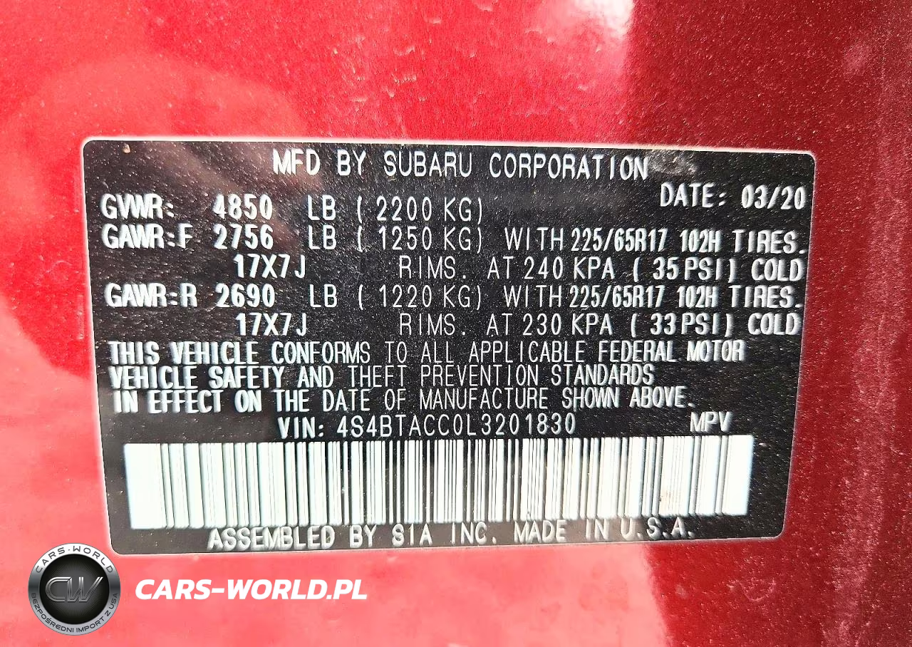 2020 Subaru Outback Premium VIN:4S4BTACC0L3201830 - 14