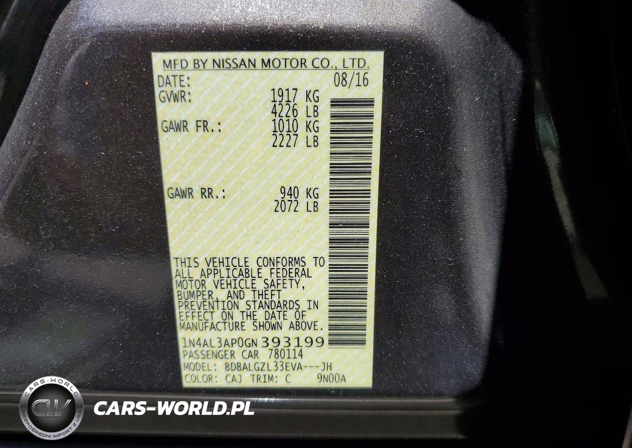 2016 Nissan Altima 2.5 S VIN:1N4AL3AP0GN393199 - 12