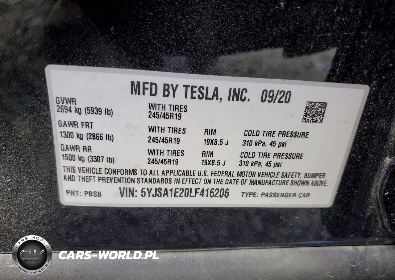 2020 Tesla Model S VIN:5YJSA1E20LF416206 - 12