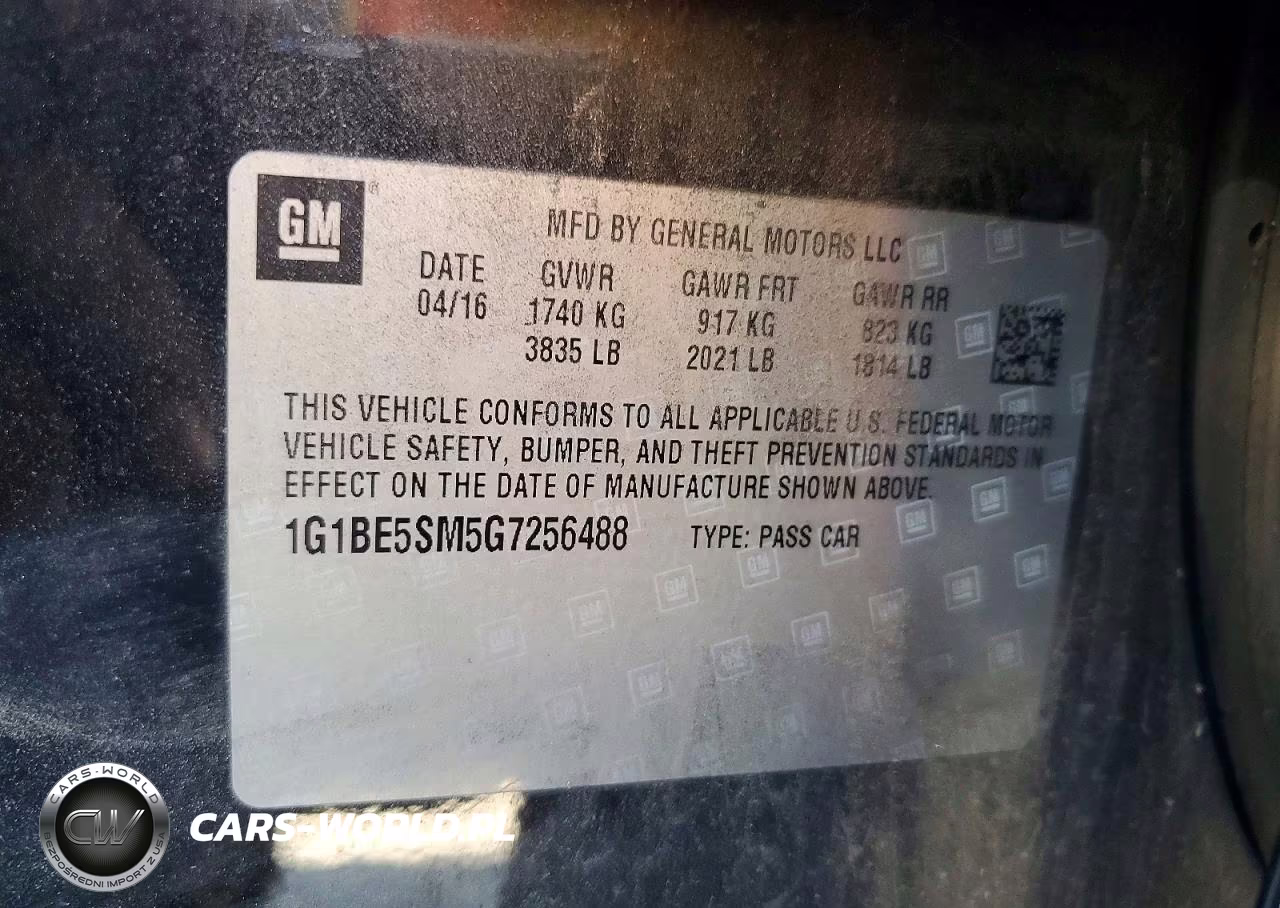 2016 Chevrolet Cruze Lt VIN:1G1BE5SM5G7256488 - 12