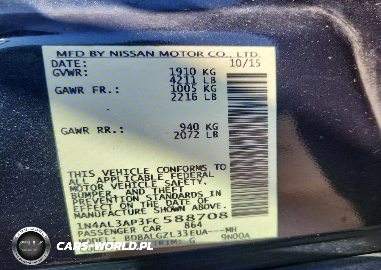 2015 Nissan Altima 2.5 S VIN:1N4AL3AP3FC588708 - 12