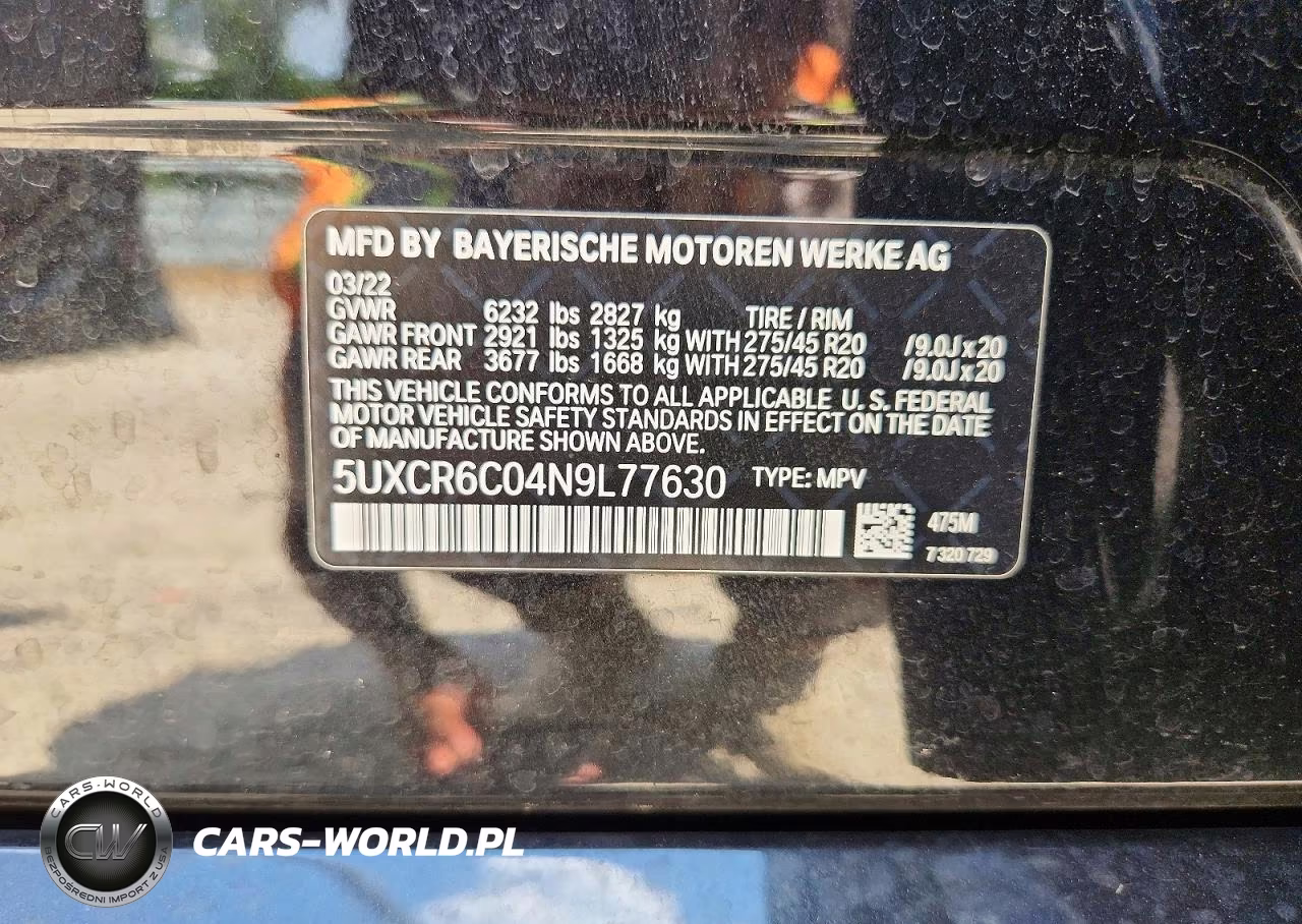 2022 BMW X5 xDrive40I VIN:5UXCR6C04N9L77630 - 13
