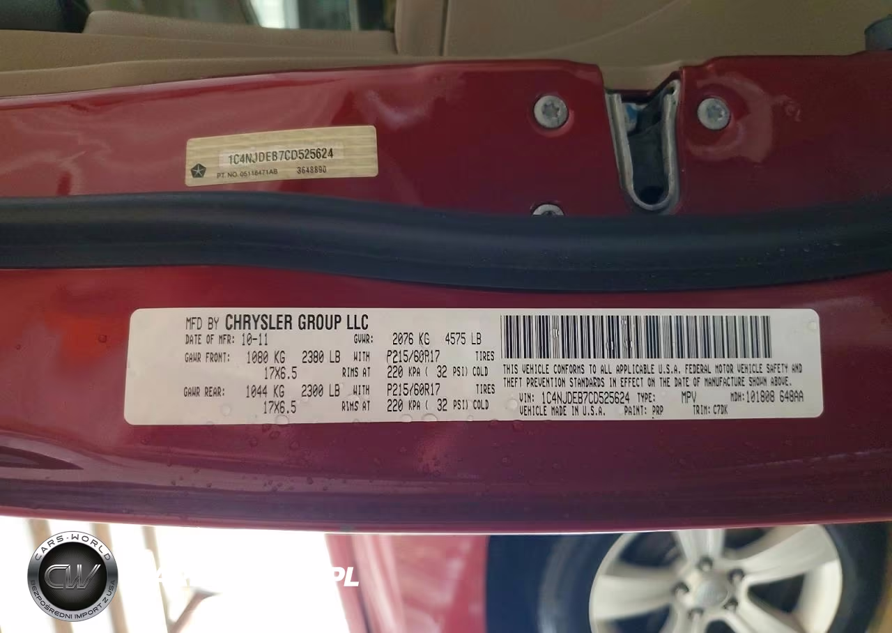 2012 Jeep Compass Latitude VIN:1C4NJDEB7CD525624 - 13