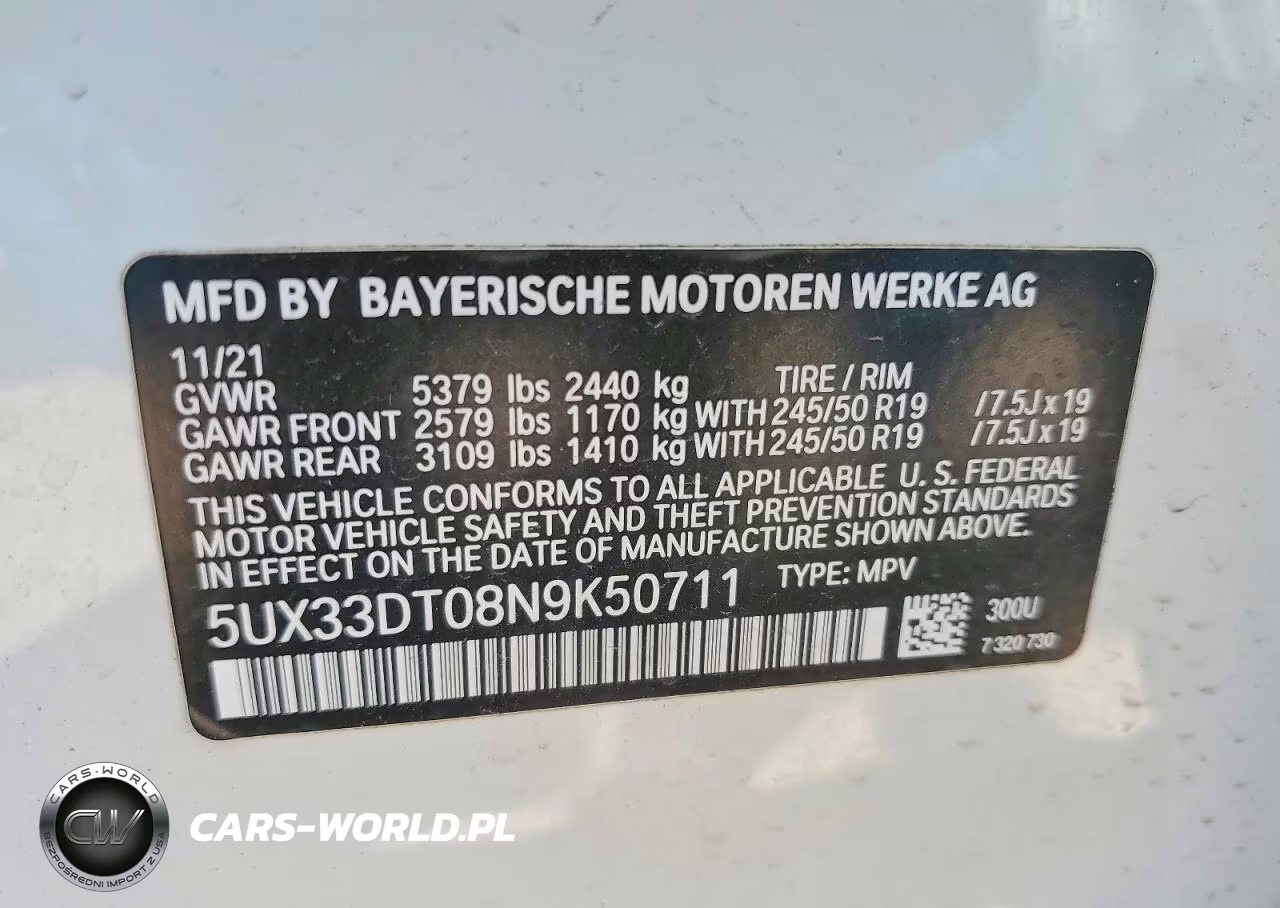 2022 BMW X4 xDrive30I VIN:5UX33DT08N9K50711 - 13