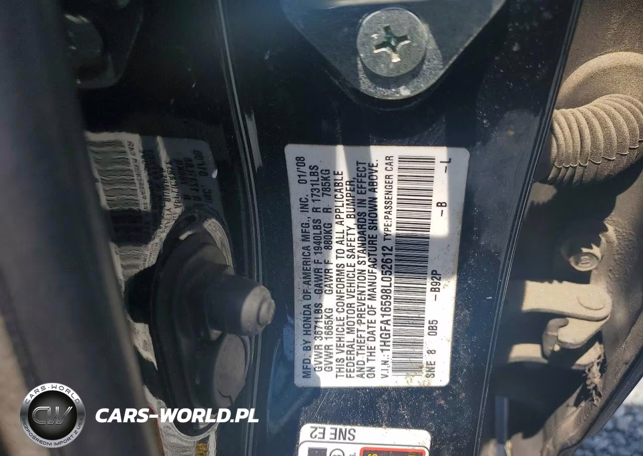 2008 Honda Civic Lx VIN:1HGFA16598L052612 - 12