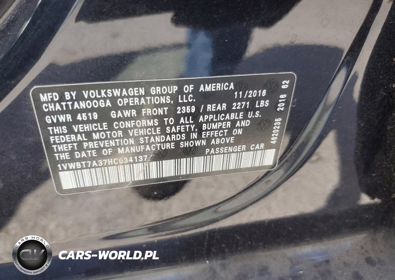 2017 Volkswagen Passat Se VIN:1VWBT7A37HC034137 - 12