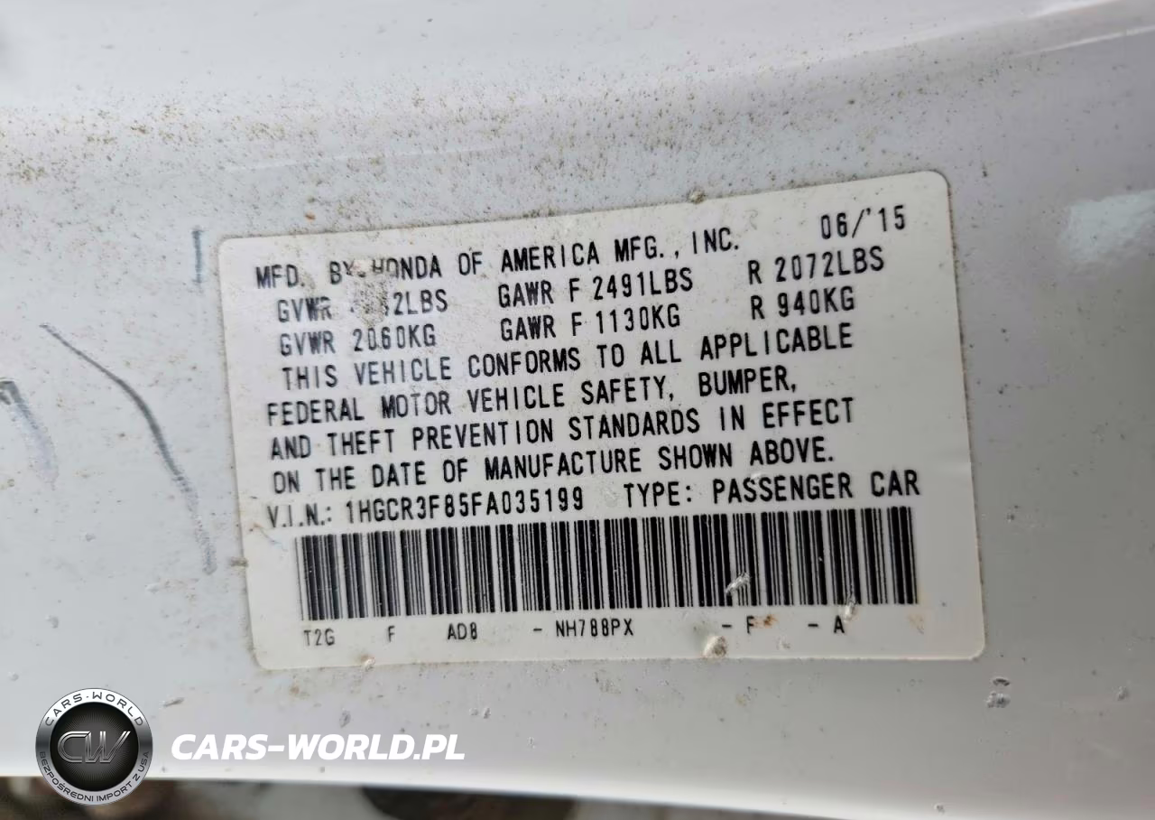 2015 Honda Accord Exl VIN:1HGCR3F85FA035199 - 13