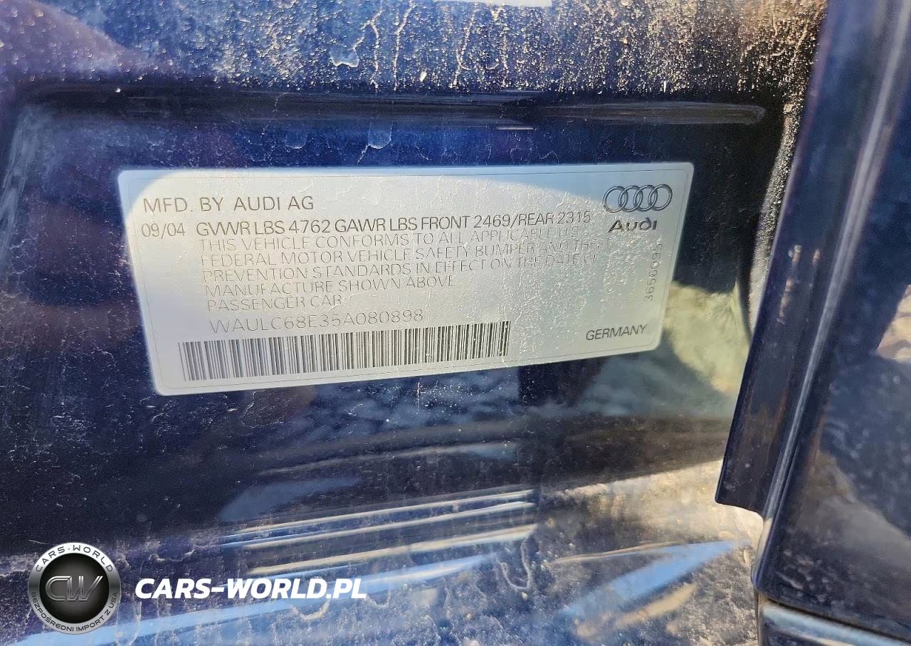 2005 Audi A4 1.8T Quattro VIN:WAULC68E35A080898 - 12
