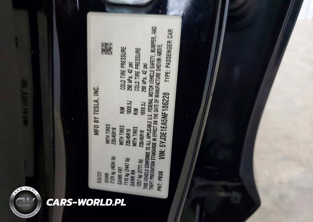 2022 Tesla Model 3 VIN:5YJ3E1EA5NF186228 - 12