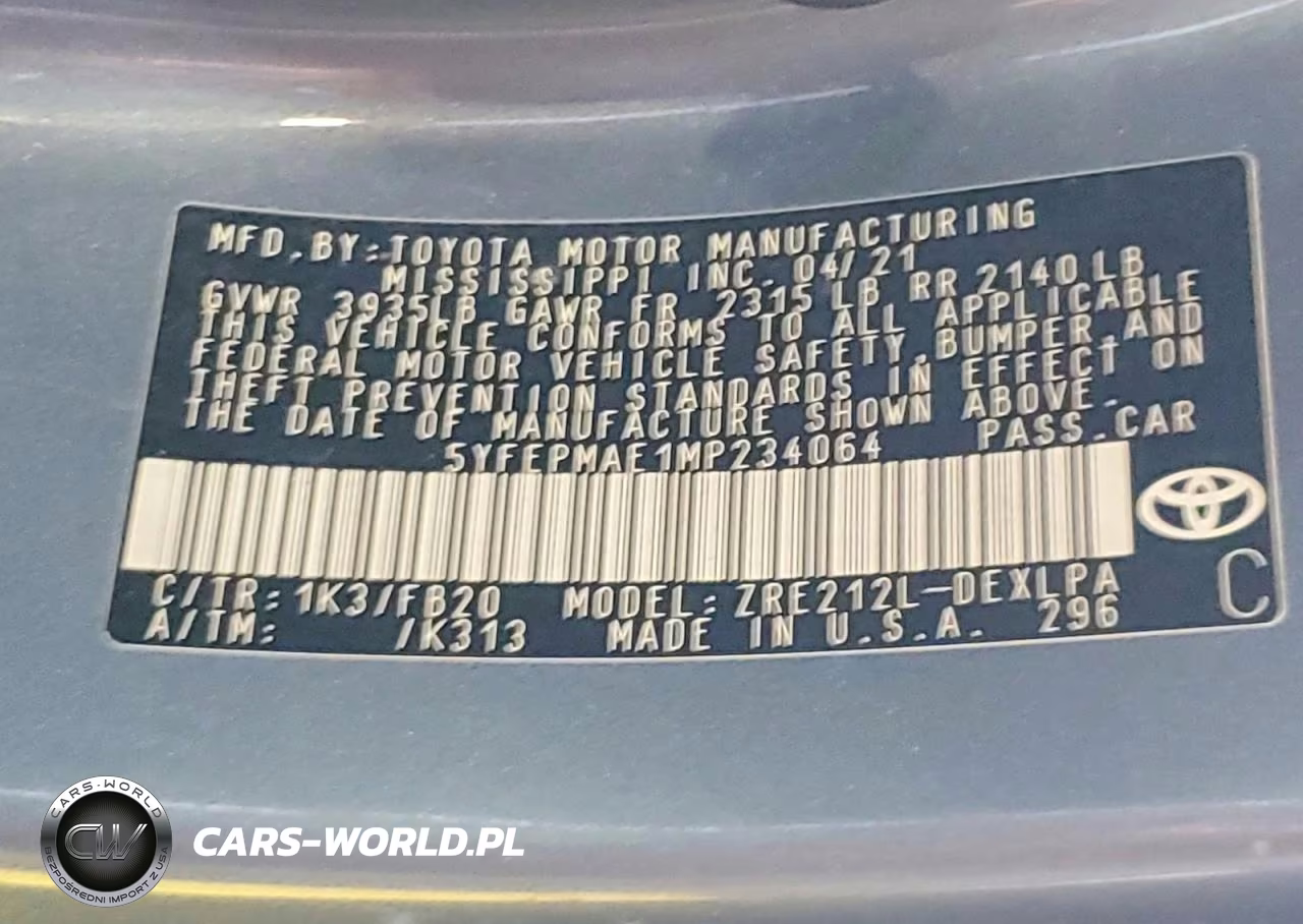 2021 Toyota Corolla Le VIN:5YFEPMAE1MP234064 - 12