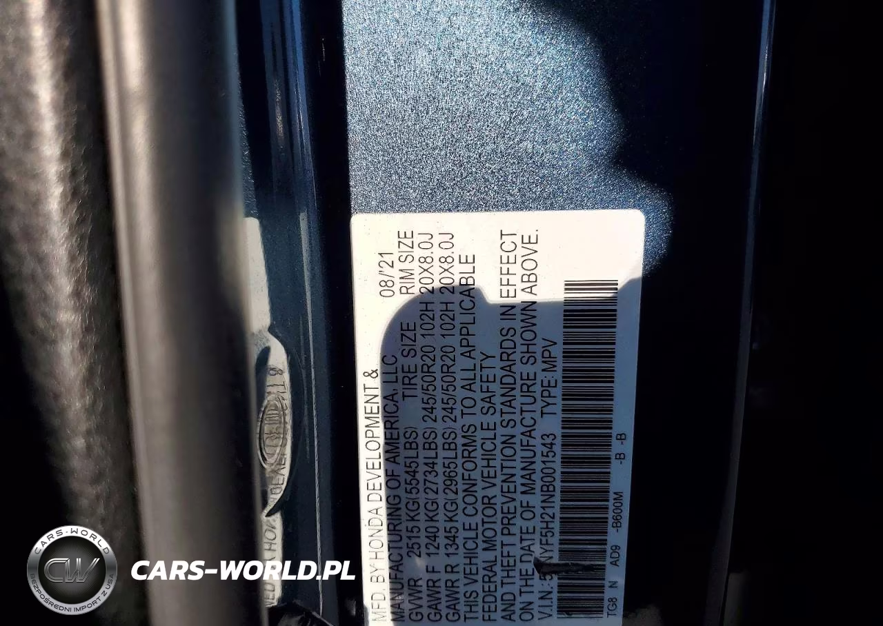 2022 Honda Pilot Se VIN:5FNYF5H21NB001543 - 13