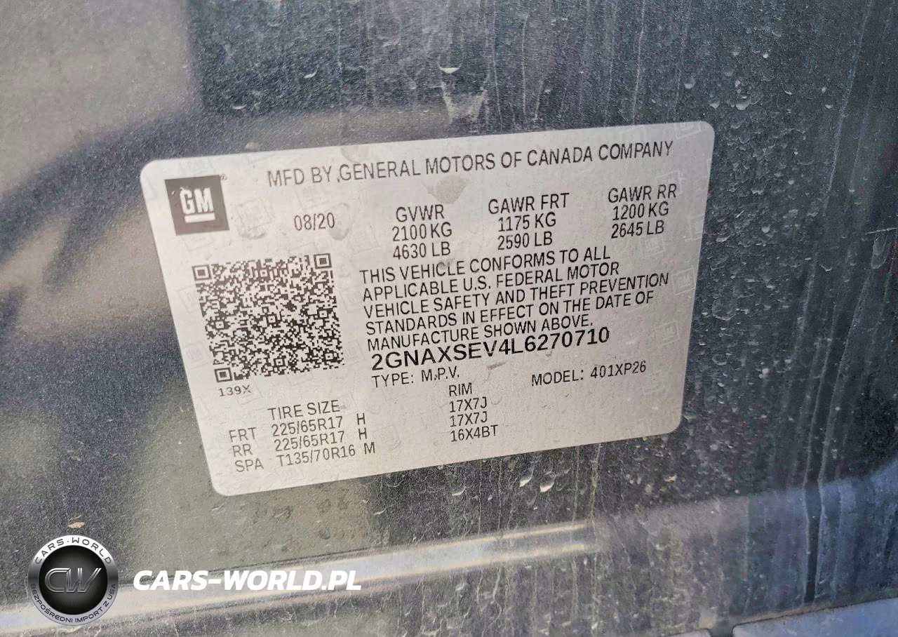 2020 Chev Equinox Ls VIN:2GNAXSEV4L6270710 - 13