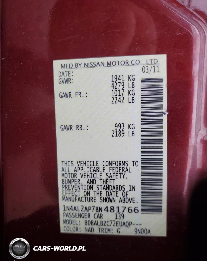 2011 Nissan Altima Base VIN:1N4AL2AP7BN481766 - 13