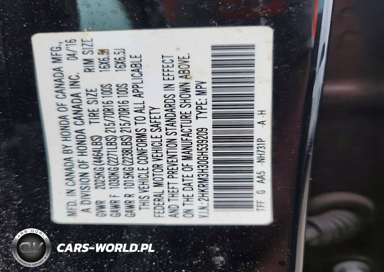 2016 Honda Cr-V Lx VIN:2HKRM3H30GH539209 - 12